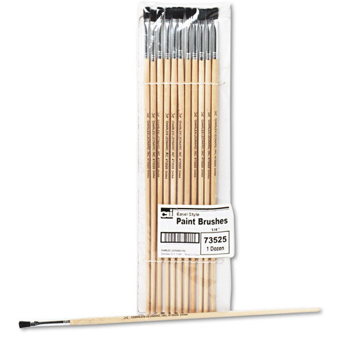 Long Handle Easel Brush, Size 12, Natural Bristle, Flat, 12-pack