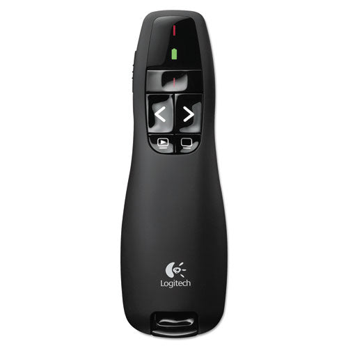 R400 Wireless Presentation Remote With Laser Pointer, 50 Ft. Range, Matte Black