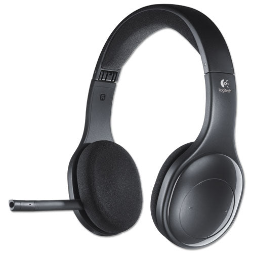 H800 Binaural Over-the-head Wireless Bluetooth Headset, 4 Ft Range, Black
