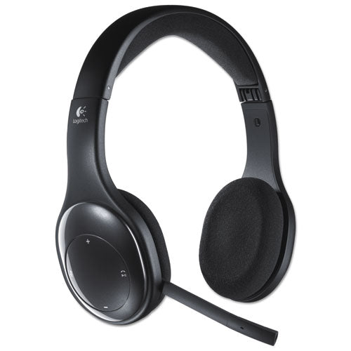 H800 Binaural Over-the-head Wireless Bluetooth Headset, 4 Ft Range, Black