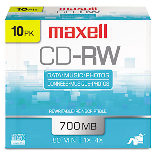 Cd-rw Discs, 700mb-80min, 4x, Silver, 10-pack