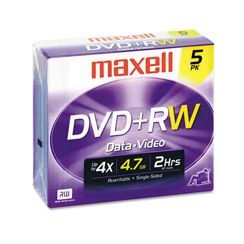 Dvd+rw Discs, 4.7gb, 4x, W-jewel Cases, Silver, 5-pack