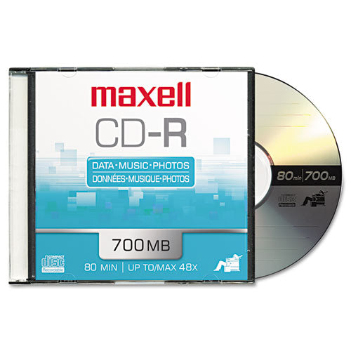 Cd-r Discs, 700mb-80min, 48x, W-slim Jewel Cases, Silver, 10-pack