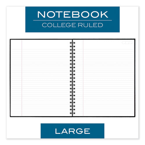Hardbound Notebook W- Pocket, 1 Subject, Wide-legal Rule, Black Cover, 11 X 8.5, 96 Sheets