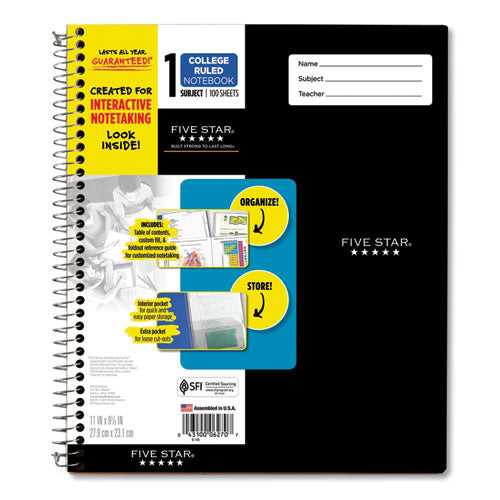 Interactive Notebook, 1 Subject, Medium-college Rule, Assorted Cover Colors, 11 X 8.5, 100 Sheets