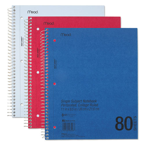 Durapress Cover Notebook, 1 Subject, Medium-college Rule, Assorted Color Covers, 11 X 8.5, 80 Sheets