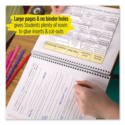 Interactive Notebook, 1 Subject, Wide Rule, Assorted Cover Colors, 11 X 8.5, 100 Sheets