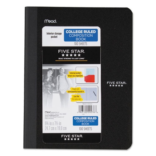Poly Composition Book W-pockets, Medium-college Rule, Assorted Cover Colors, 9.75 X 7.5, 100sheets