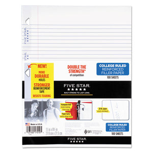 Reinforced Filler Paper, 3-hole, 8.5 X 11, College Rule, 100-pack