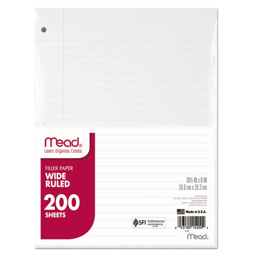 Filler Paper, 3-hole, 8.5 X 11, Narrow Rule, 200-pack