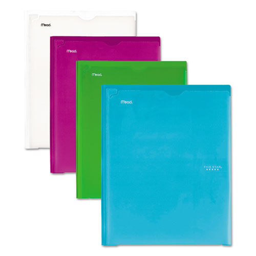 Customizable Pocket-prong Plastic Folder, 20 Sheets, 8 1-2 X 11, Assorted, 4-set