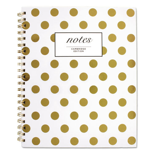 Gold Dots Hardcover Notebook, 1 Subject, Wide-legal Rule, White-gold Dots Cover, 11 X 8.88, 80 Sheets