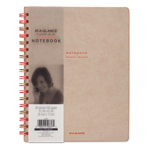 Collection Twinwire Notebook, 1 Subject, Wide-legal Rule, Tan-red Cover, 9.5 X 7.25, 80 Sheets