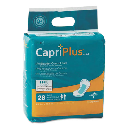 Capri Plus Bladder Control Pads, Extra Plus, 6.5" X 13.5", 28-pack