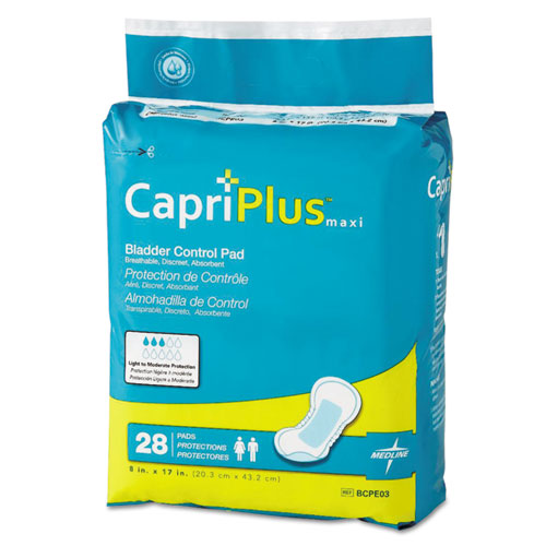Capri Plus Bladder Control Pads, Ultra Plus, 8" X 17", 28-pack