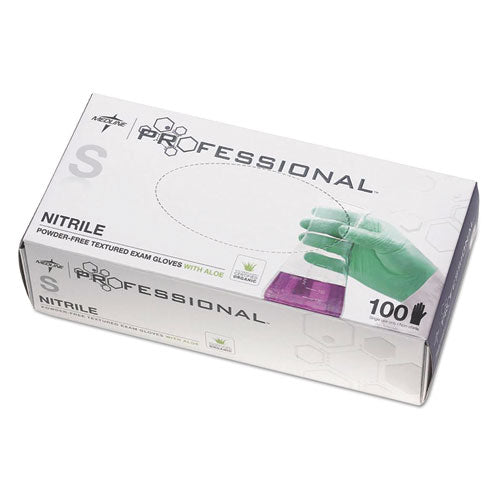 Professional Nitrile Exam Gloves With Aloe, Small, Green, 100-box