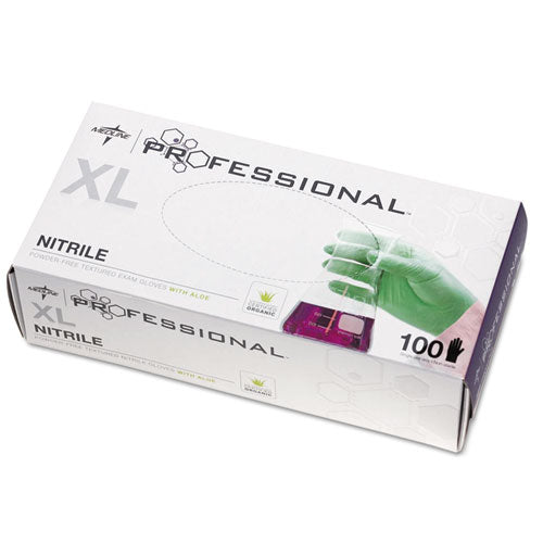 Professional Nitrile Exam Gloves With Aloe, X-large, Green, 100-box