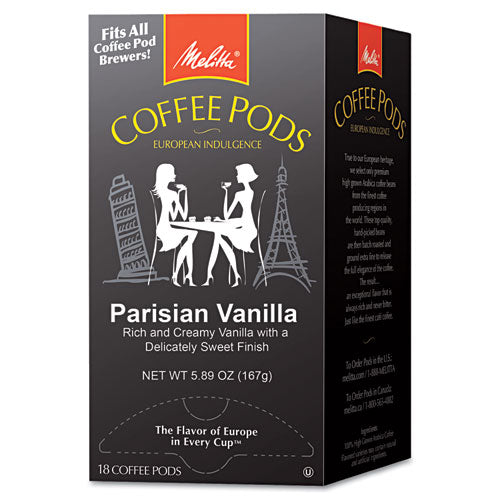 Coffee Pods, Parisian Vanilla, 18 Pods-box