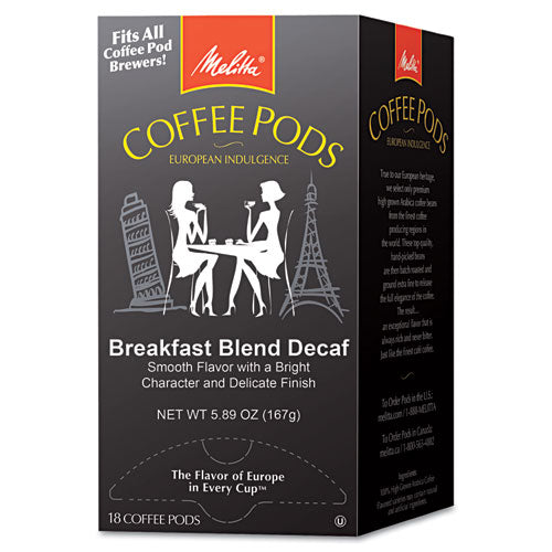 Coffee Pods, Breakfast Blend Decaf, 18 Pods-box