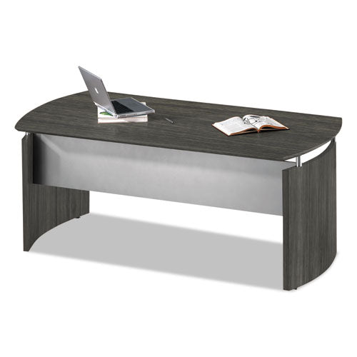 Medina Series Laminate Curved Desk Base, 72w X 36d X 29.5h, Gray Steel