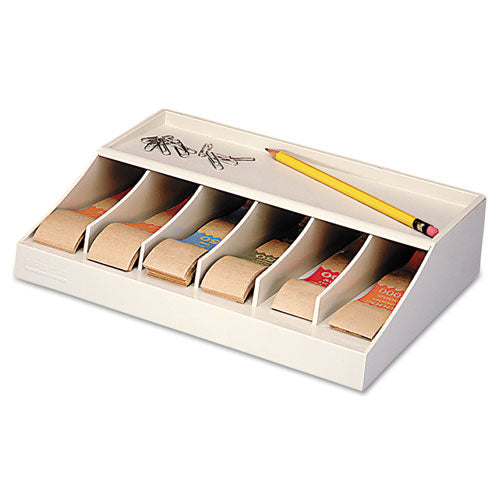 Bill Strap Rack, 6 Pockets, 10-5-8" W X 8-5-16" D X 2-5-16" H, Putty