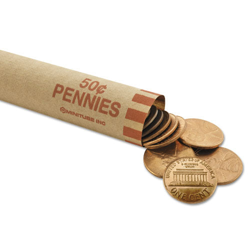 Nested Preformed Coin Wrappers, Pennies, $.50, Red, 1000 Wrappers-box