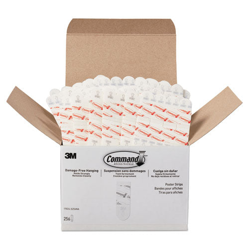 Poster Strips, Removable, Holds Up To 1 Lb, 5-8" X 1 3-4", White, 256-pack