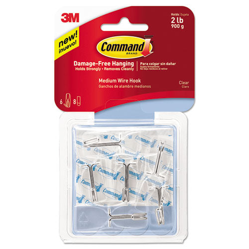 Clear Hooks And Strips, Plastic, Medium, 6 Hooks And 8 Strips-pack