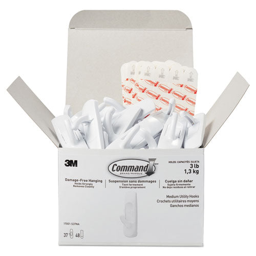 General Purpose Hooks, Small, 0.5 Lb Cap, White, 28 Hooks And 32 Strips-pack