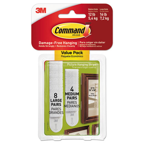 Picture Hanging Strips, Removable, 0.75" X 2.75", Black, 4 Pairs-pack