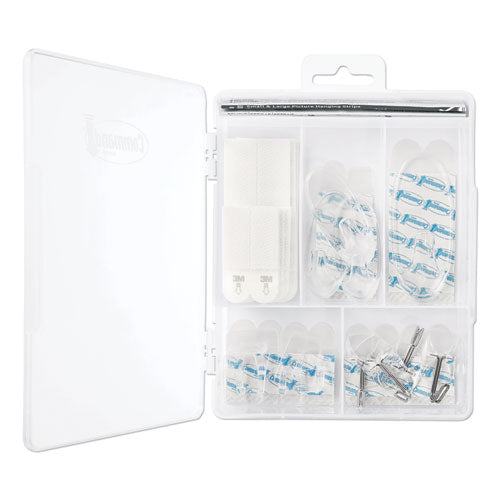 Clear Hooks And Strips, Plastic, Asst, 16 Picture Strips-15 Hooks-22 Strips-pk