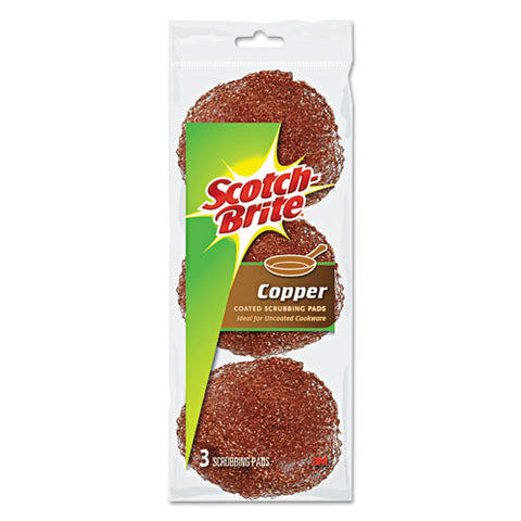 Metal Scrubbing Pads, 2 1-2" X 2 3-4", Copper Coated Metal, 3-pk, 8- Pks-ct