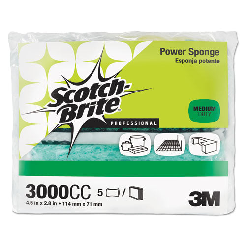 Power Sponge, Teal, 2 4-5 X 4 1-2, 5-pack