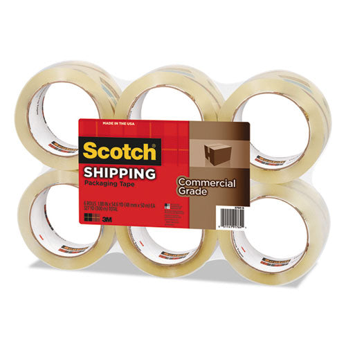 3750 Commercial Grade Packaging Tape, 3" Core, 1.88" X 54.6 Yds, Clear, 6-pack