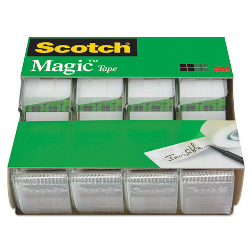 Magic Tape In Handheld Dispenser, 1" Core, 0.75" X 25 Ft, Clear, 4-pack