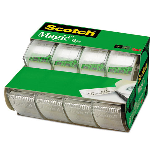 Magic Tape In Handheld Dispenser, 1" Core, 0.75" X 25 Ft, Clear, 4-pack