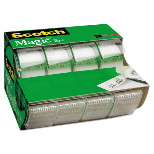 Magic Tape In Handheld Dispenser, 1" Core, 0.75" X 25 Ft, Clear, 4-pack