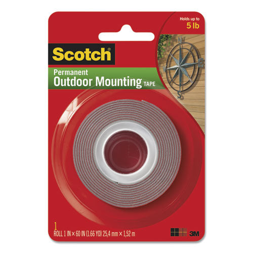 Exterior Weather-resistant Double-sided Tape, 1" X 60", Gray