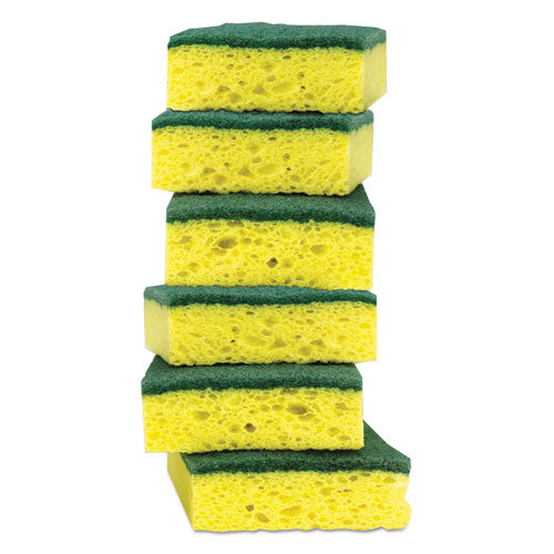 Heavy-duty Scrub Sponge, 4 1-2" X 2 7-10" X 3-5", Green-yellow, 6-pack