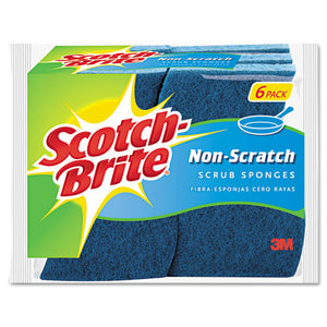 Non-scratch Multi-purpose Scrub Sponge, 4 2-5 X 2 3-5, Blue, 6-pack