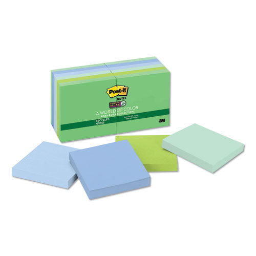 Recycled Notes In Bora Bora Colors, 3 X 3, 90-sheet, 12-pack