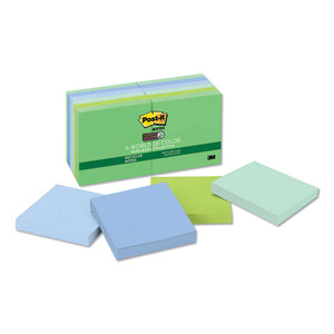 Recycled Notes In Bora Bora Colors, 3 X 3, 90-sheet, 12-pack