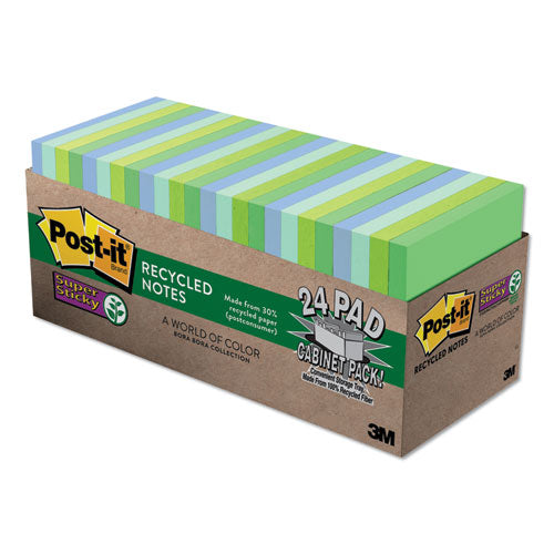 Recycled Notes In Bora Bora Colors, 3 X 3, 70-sheet, 24-pack