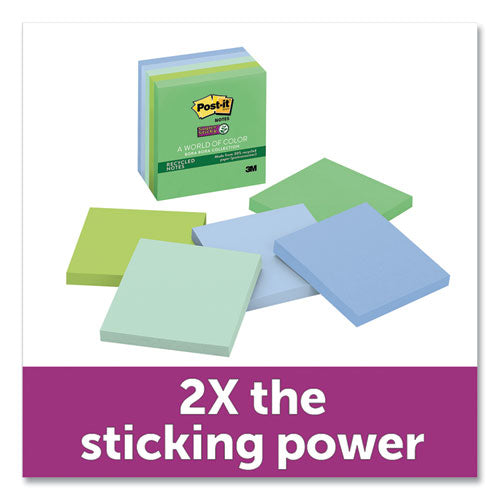 Recycled Notes In Bora Bora Colors, 3 X 3, 90-sheet, 5-pack