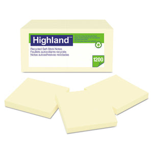 Recycled Self Stick Notes, 3 X 3, Yellow, 100 Sheets-pad, 12 Pads-pack