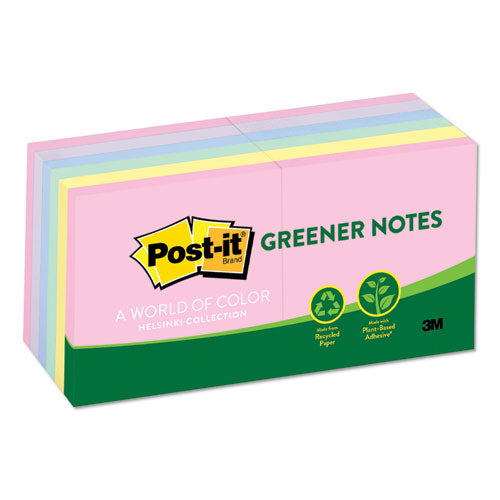 Recycled Note Pads, 3 X 3, Assorted Helsinki Colors, 100-sheet, 12-pack