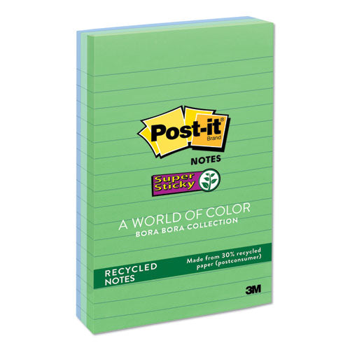 Recycled Notes In Bora Bora Colors, Lined, 4 X 6, 90-sheet, 3-pack