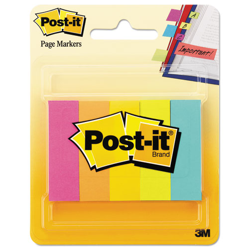 Page Flag Markers, Assorted Brights, 100 Strips-pad, 5 Pads-pack