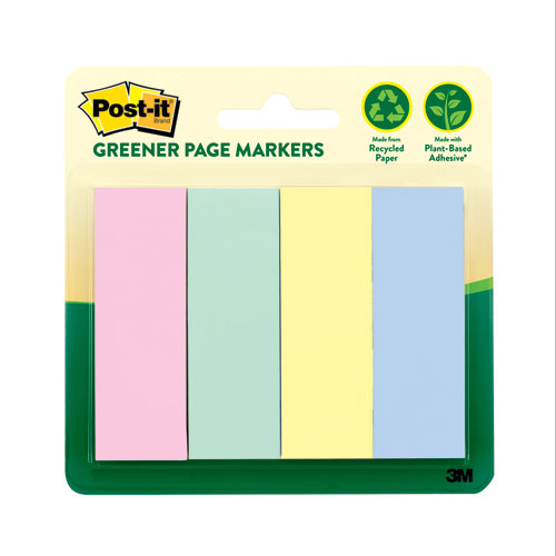 Greener Page Flags, Pastel, 50 Strips-pad, 4 Pads-pack