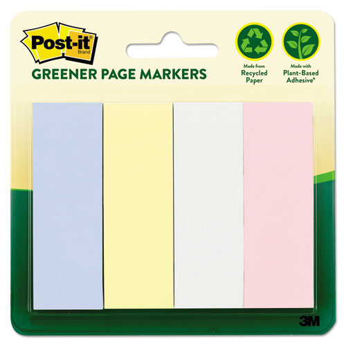 Greener Page Flags, Pastel, 50 Strips-pad, 4 Pads-pack